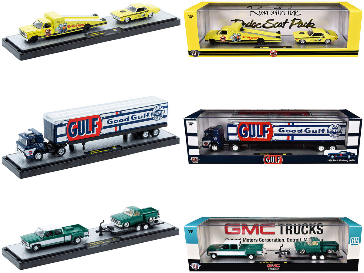 Auto Haulers Set of 3 Trucks Release 88 Limited Edition to 9600 pieces Worldwide 1/64 Diecast Models by M2 Machines LuxuryLifeWay Online Store