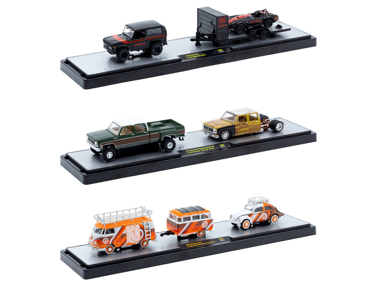 Auto Haulers Set of 3 Trucks Release 90 Limited Edition to 8000 pieces Worldwide 1/64 Diecast Models by M2 Machines LuxuryLifeWay Online Store