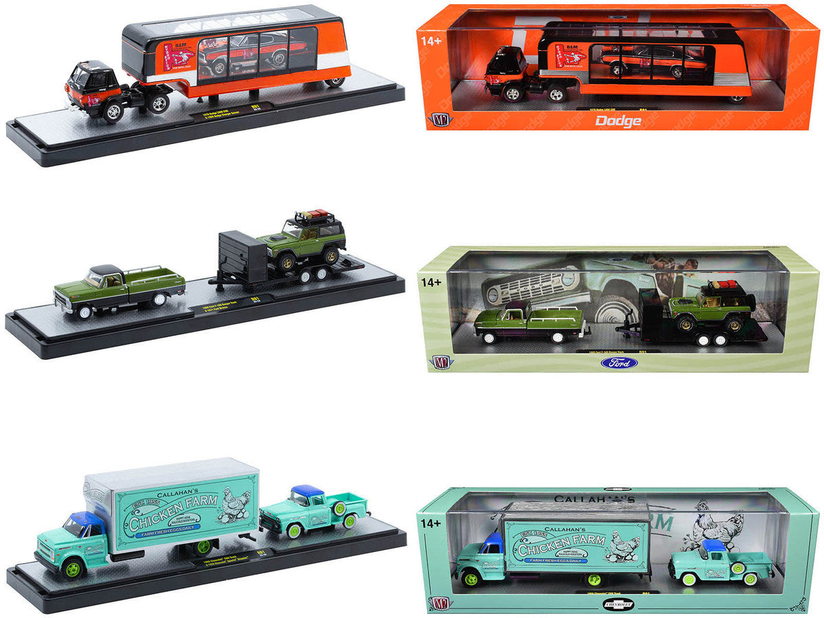 Auto Haulers Set of 3 Trucks Release 91 Limited Edition to 8000 pieces Worldwide 1/64 Diecast Model Cars by M2 Machines LuxuryLifeWay Online Store