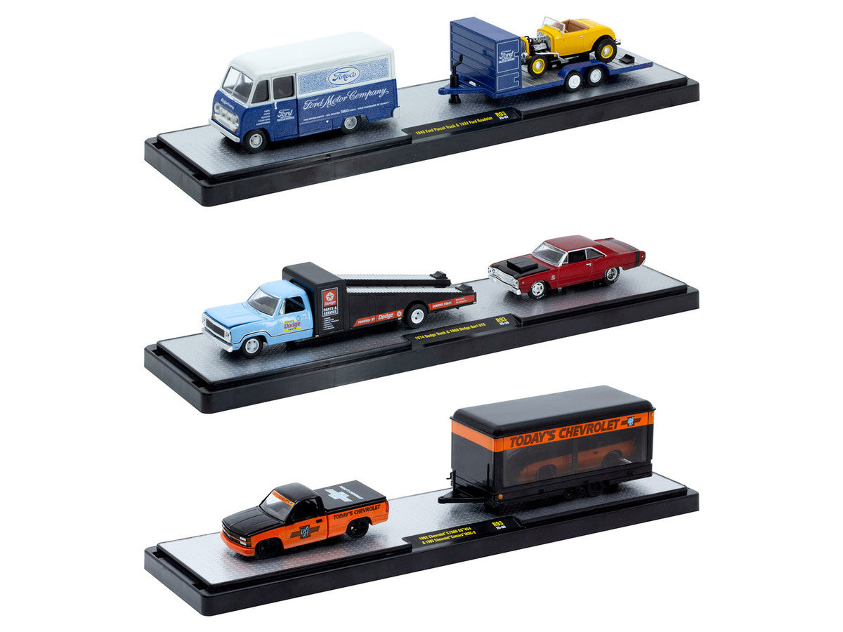 Auto Haulers Set of 3 Trucks Release 93 Limited Edition to 6000 pieces Worldwide 1/64 Diecast Model Cars by M2 Machines LuxuryLifeWay Online Store