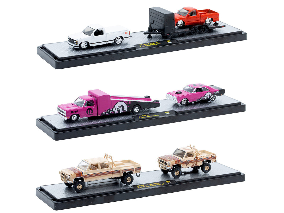 Auto Haulers Set of 3 Trucks Release 95 Limited Edition to 6000 pieces Worldwide 1/64 Diecast Model Cars by M2 Machines LuxuryLifeWay Online Store