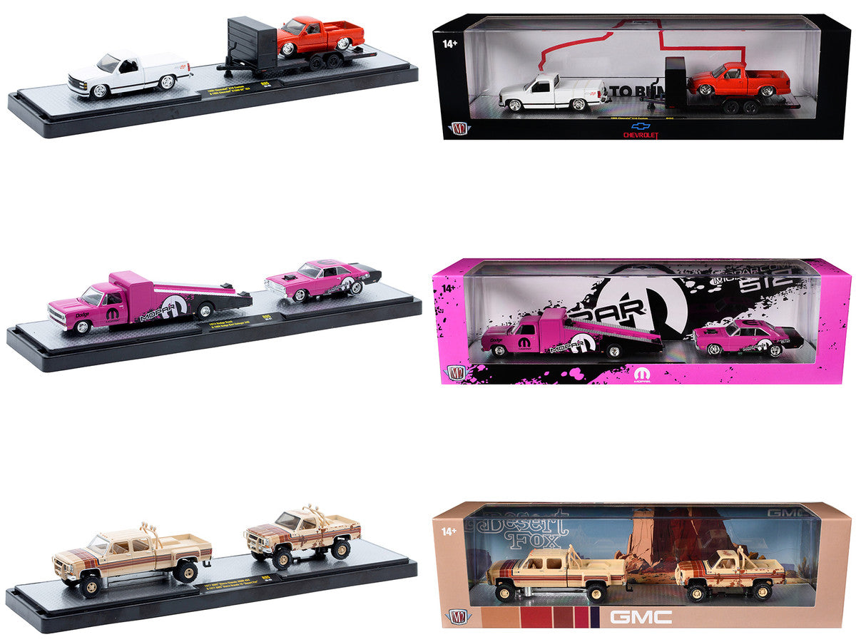 Auto Haulers Set of 3 Trucks Release 95 Limited Edition to 6000 pieces Worldwide 1/64 Diecast Model Cars by M2 Machines LuxuryLifeWay Online Store