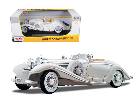 1936 Mercedes Benz 500 K Special Roadster White 1/18 Diecast Model Car by Maisto LuxuryLifeWay Online Store