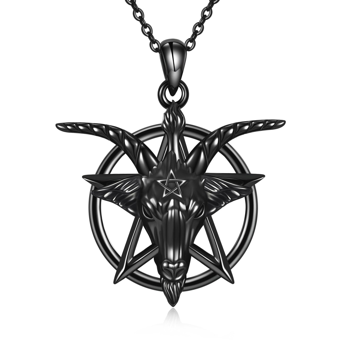 Baphomet Inverted Pentagram Necklace 925 Sterling Silver LadyShow.Store
