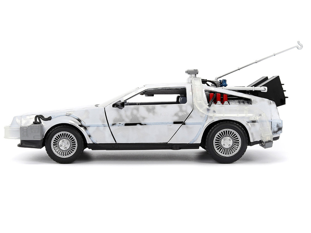 DMC DeLorean Time Machine Brushed Metal (Frost Version) with Lights "Back to the Future" (1985) Movie "Hollywood Rides" Series 1/24 Diecast Model Car by Jada LuxuryLifeWay Online Store