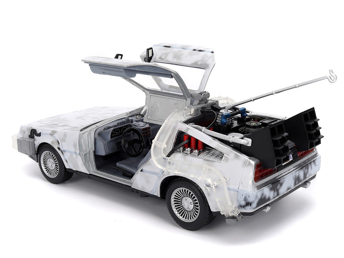 DMC DeLorean Time Machine Brushed Metal (Frost Version) with Lights "Back to the Future" (1985) Movie "Hollywood Rides" Series 1/24 Diecast Model Car by Jada LuxuryLifeWay Online Store