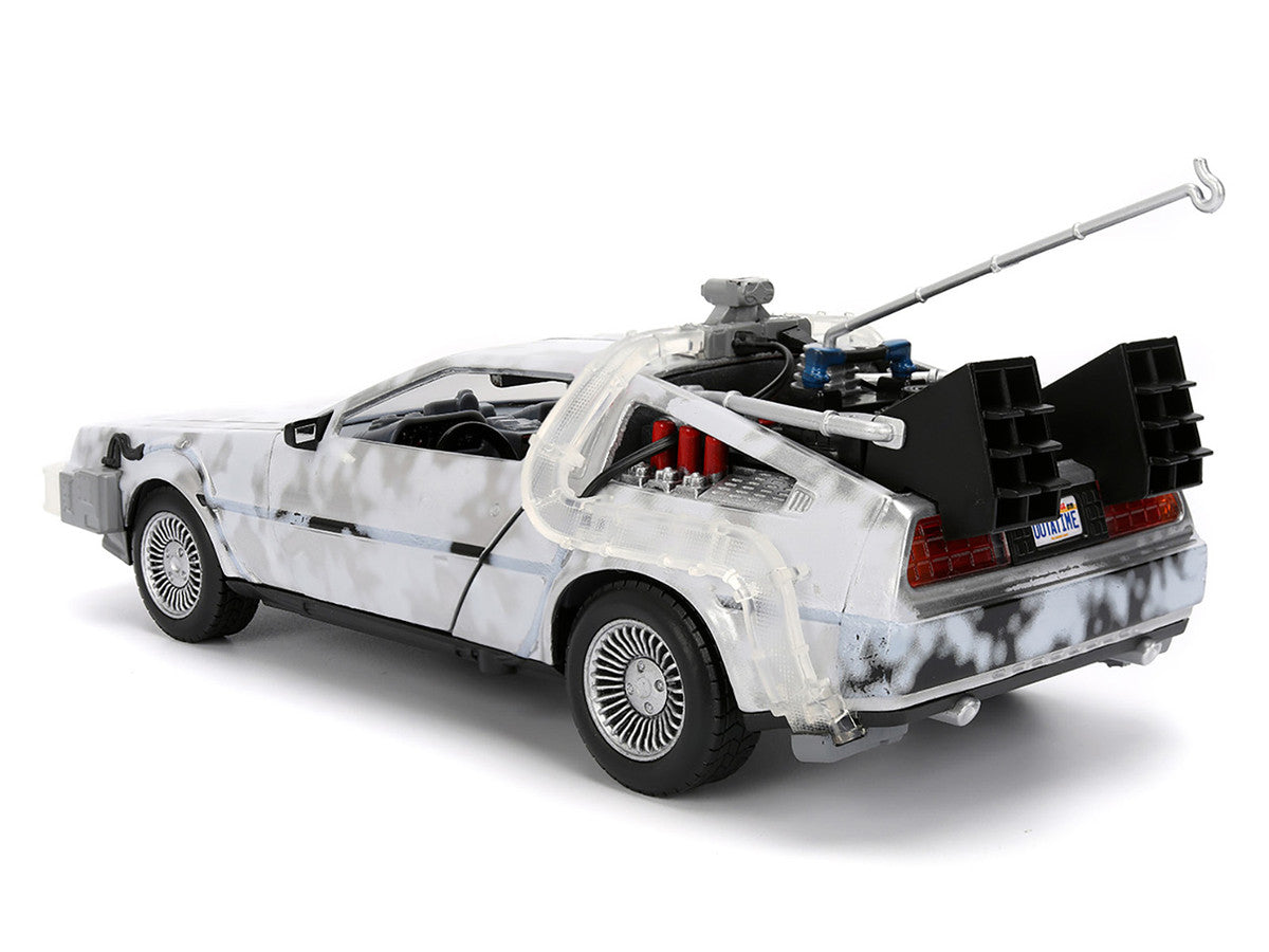 DMC DeLorean Time Machine Brushed Metal (Frost Version) with Lights "Back to the Future" (1985) Movie "Hollywood Rides" Series 1/24 Diecast Model Car by Jada LuxuryLifeWay Online Store