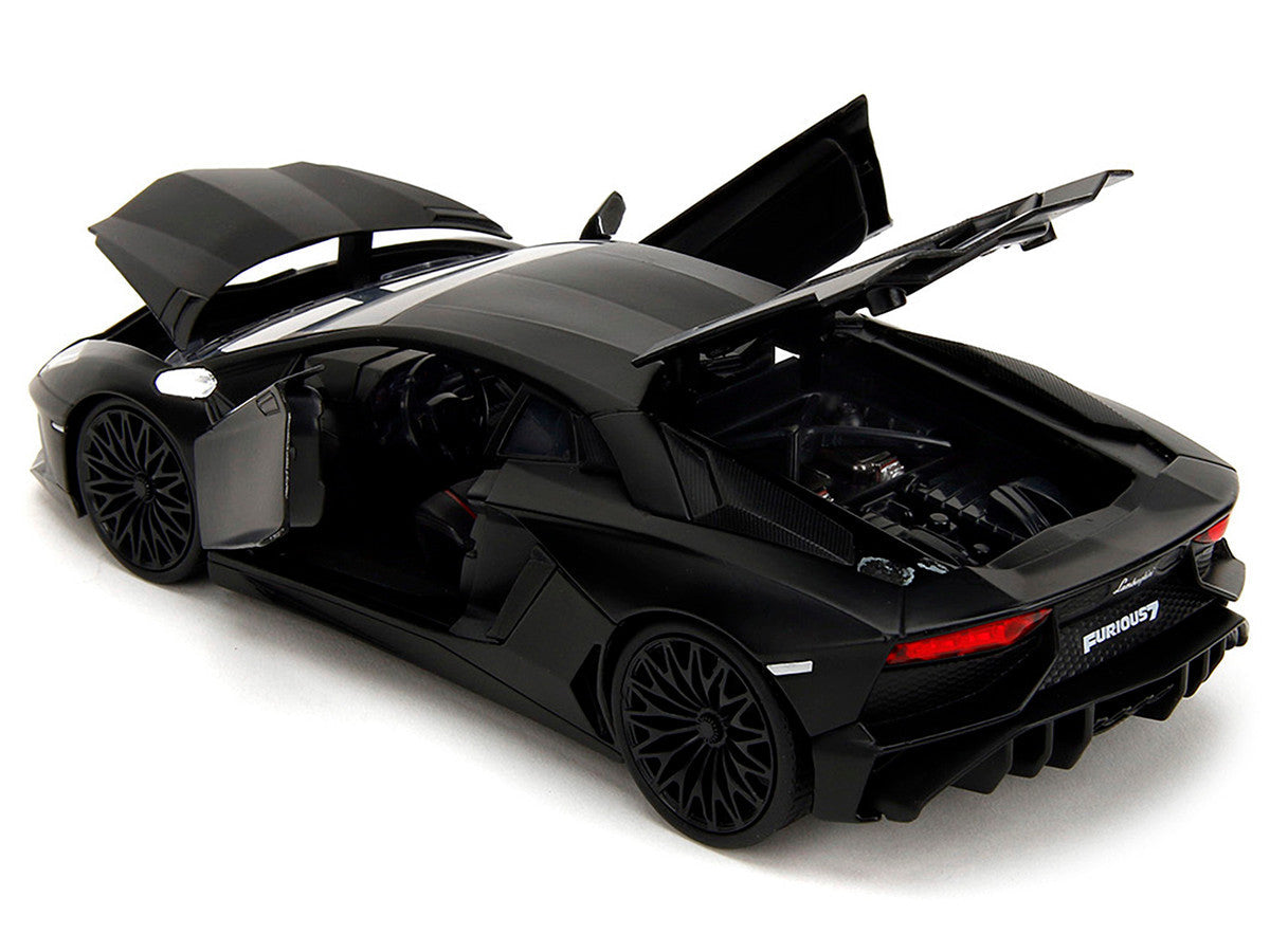 Shaw's Lamborghini Aventador Matt Black "Furious 7" (2015) Movie "Fast & Furious" Series 1/24 Diecast Model Car by Jada LuxuryLifeWay Online Store