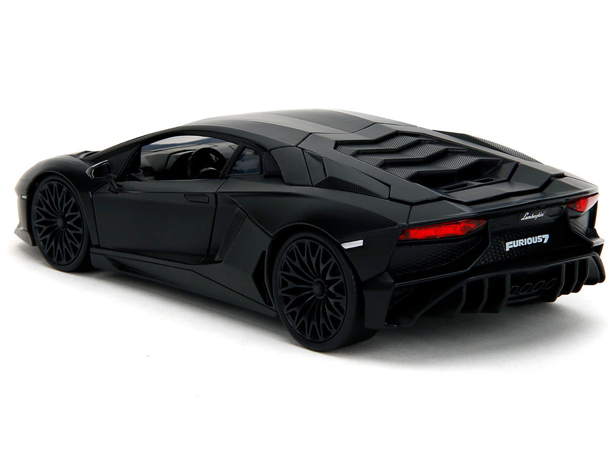 Shaw's Lamborghini Aventador Matt Black "Furious 7" (2015) Movie "Fast & Furious" Series 1/24 Diecast Model Car by Jada LuxuryLifeWay Online Store