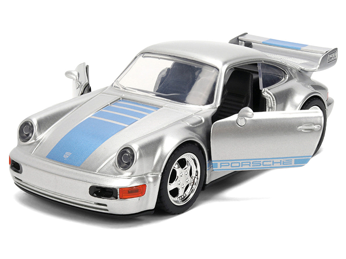 Porsche 911 Carrera RS 3.8 "Mirage" Silver Metallic with Blue Stripes "Transformers: Rise of the Beasts" (2023) Movie "Hollywood Rides" 1/32 Diecast Model Car by Jada LuxuryLifeWay Online Store