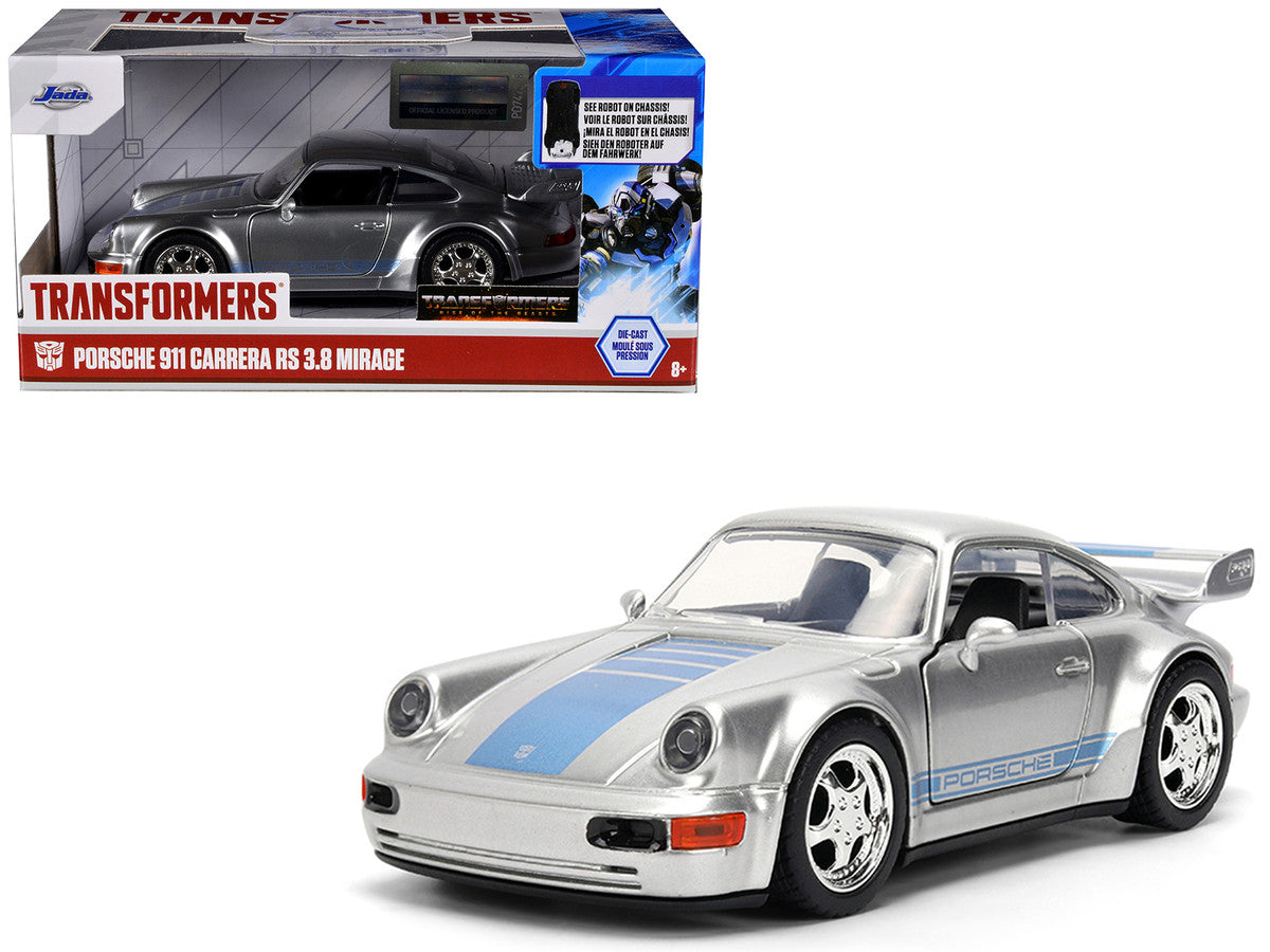 Porsche 911 Carrera RS 3.8 "Mirage" Silver Metallic with Blue Stripes "Transformers: Rise of the Beasts" (2023) Movie "Hollywood Rides" 1/32 Diecast Model Car by Jada LuxuryLifeWay Online Store