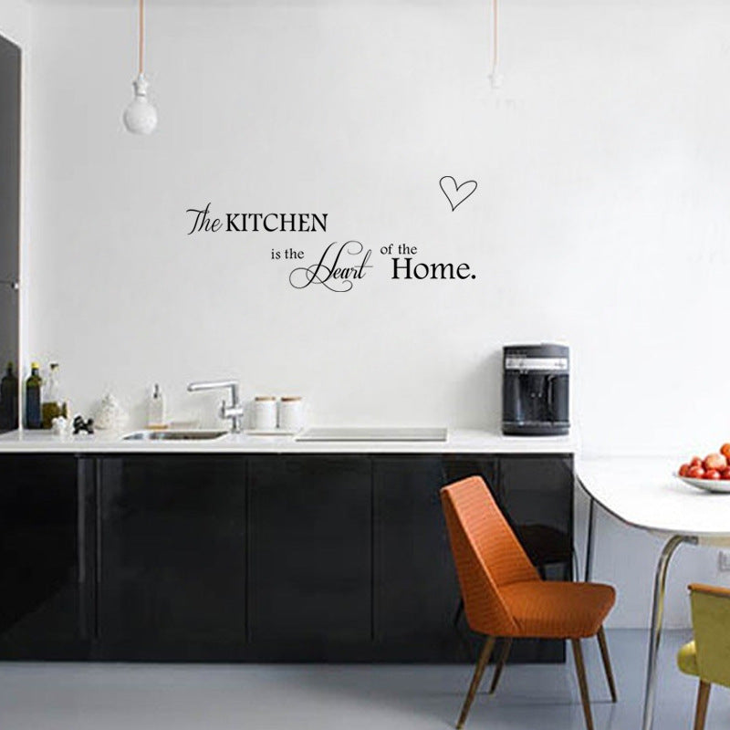 New Kitchen Is Heart Of The Home Letter Pattern Wall Sticker PVC Removable Home Decor DIY Wall Art MURAL PearlNestDecor.com