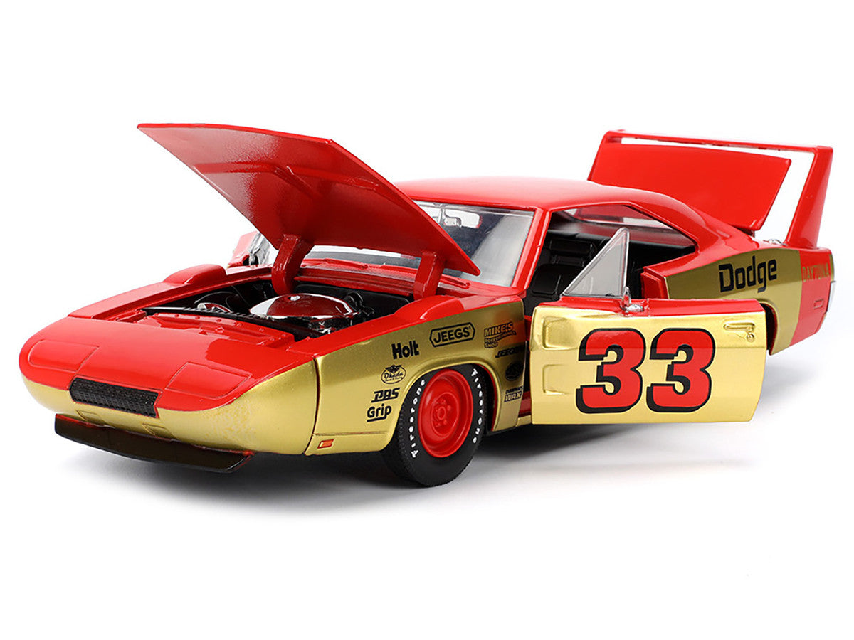 1969 Dodge Charger Daytona #33 Red and Gold Metallic with Graphics "Bigtime Muscle" Series 1/24 Diecast Model Car by Jada LuxuryLifeWay Online Store