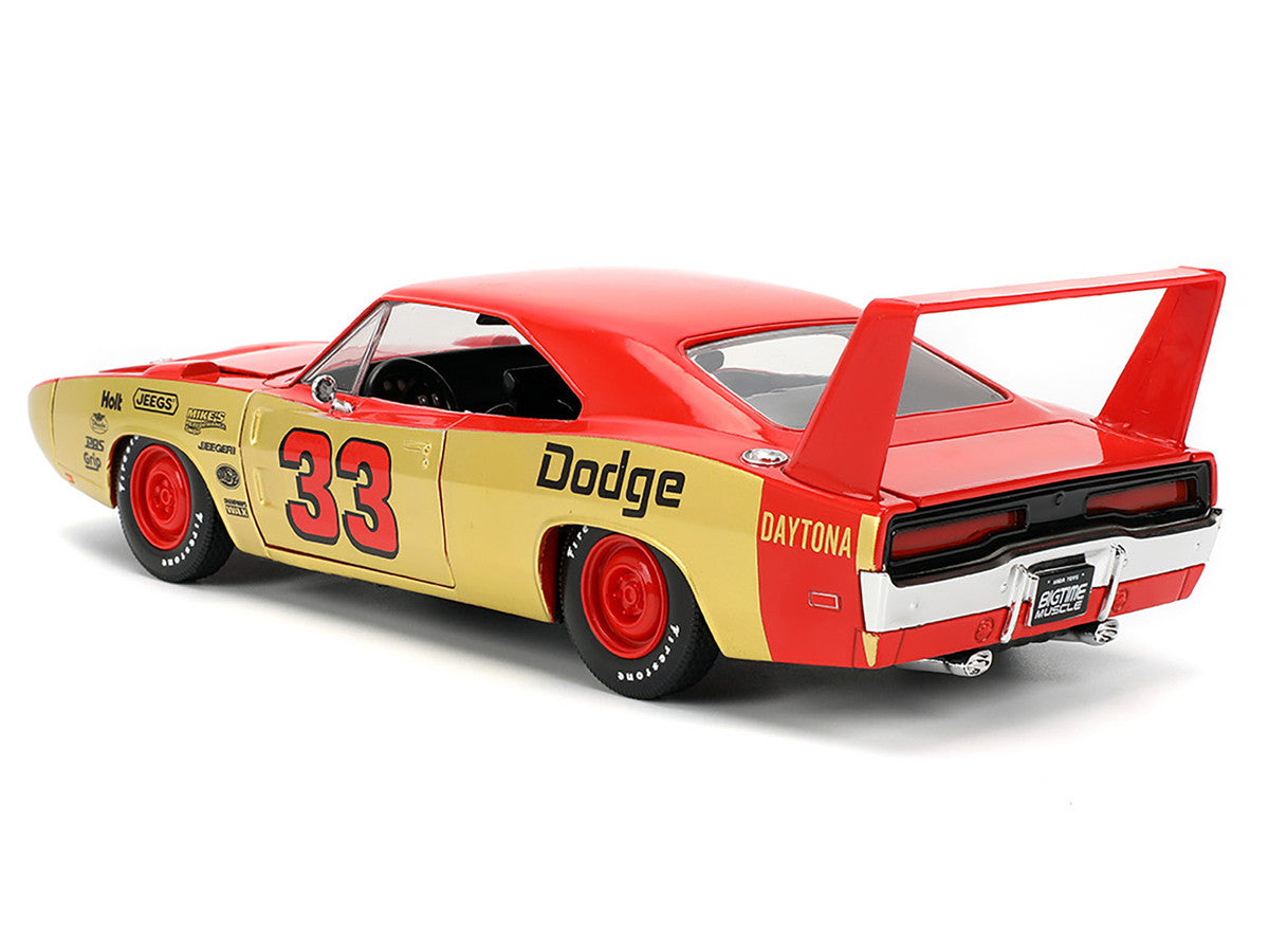1969 Dodge Charger Daytona #33 Red and Gold Metallic with Graphics "Bigtime Muscle" Series 1/24 Diecast Model Car by Jada LuxuryLifeWay Online Store