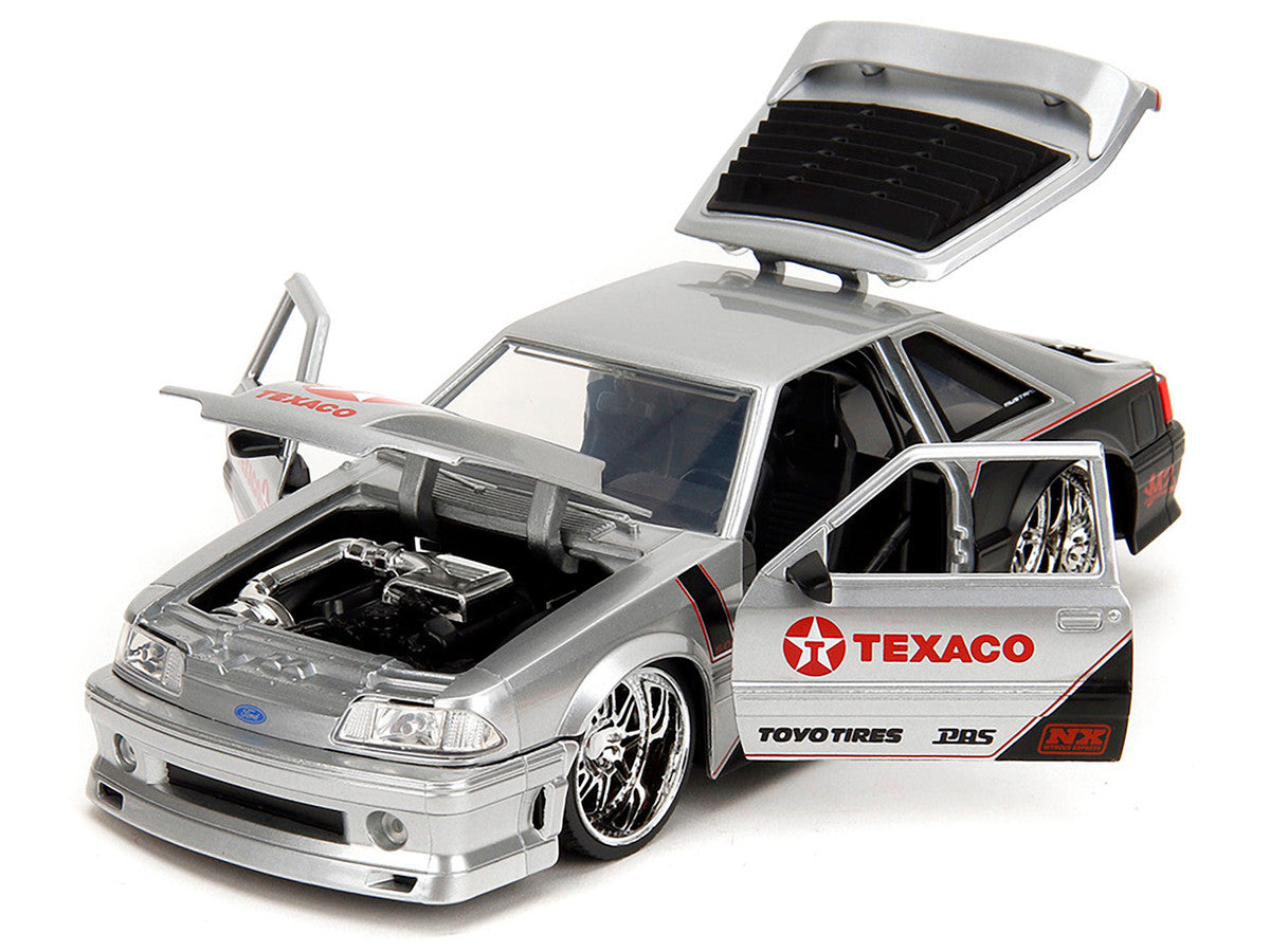 1989 Ford Mustang GT "Texaco" Silver Metallic and Matt Black "Bigtime Muscle" Series 1/24 Diecast Model Car by Jada LuxuryLifeWay Online Store