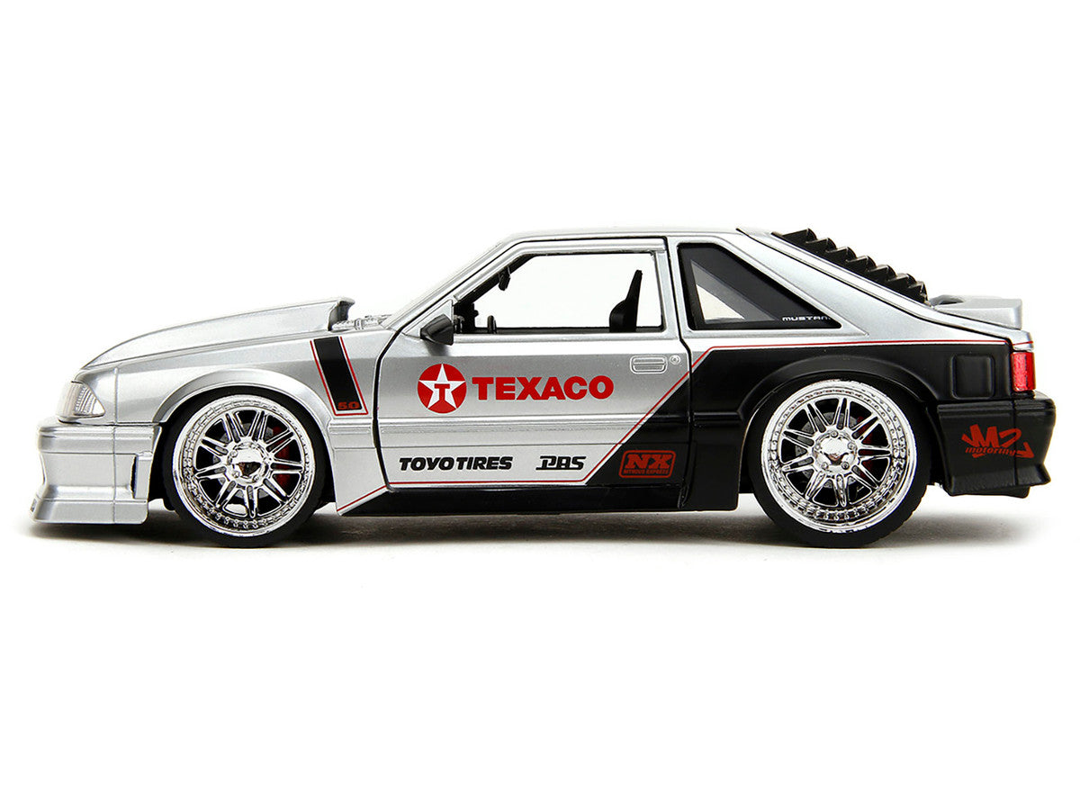 1989 Ford Mustang GT "Texaco" Silver Metallic and Matt Black "Bigtime Muscle" Series 1/24 Diecast Model Car by Jada LuxuryLifeWay Online Store