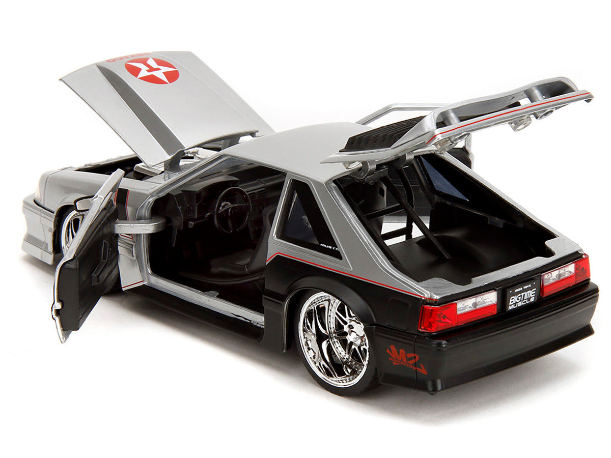 1989 Ford Mustang GT "Texaco" Silver Metallic and Matt Black "Bigtime Muscle" Series 1/24 Diecast Model Car by Jada LuxuryLifeWay Online Store