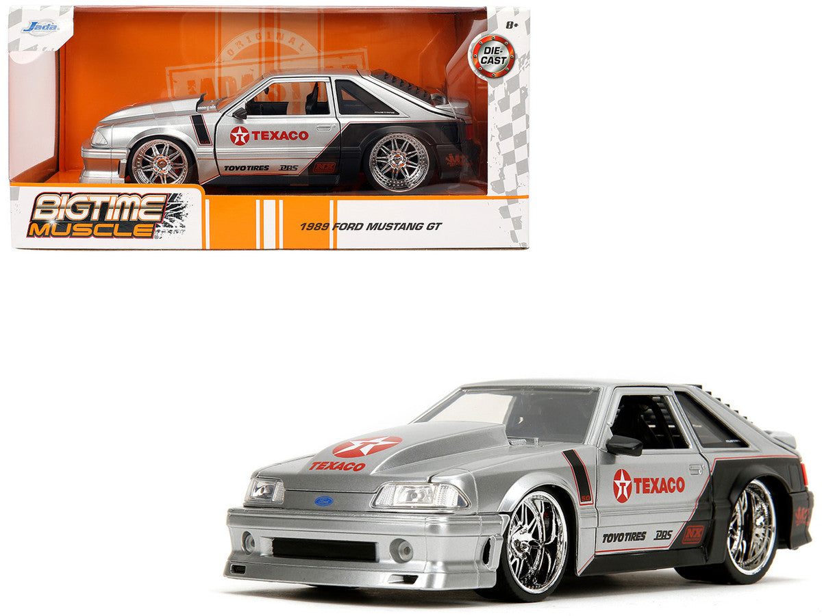 1989 Ford Mustang GT "Texaco" Silver Metallic and Matt Black "Bigtime Muscle" Series 1/24 Diecast Model Car by Jada LuxuryLifeWay Online Store