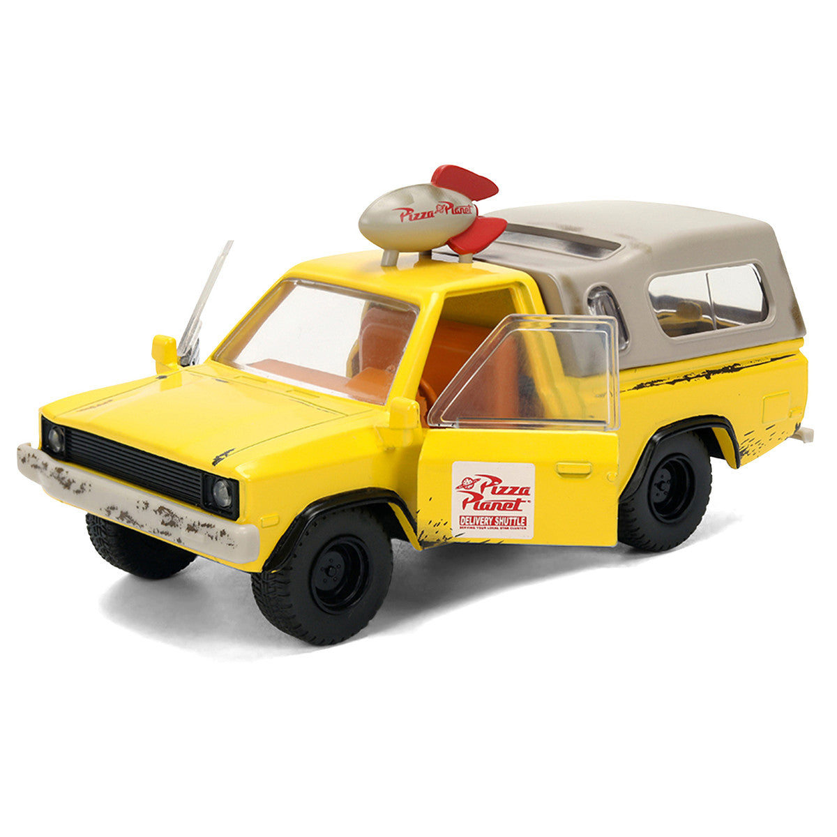 Pizza Planet Truck Yellow (Weathered) with Beige Camper "Toy Story" (1995) Movie "Hollywood Rides" Series 1/32 Diecast Model Car by Jada LuxuryLifeWay Online Store
