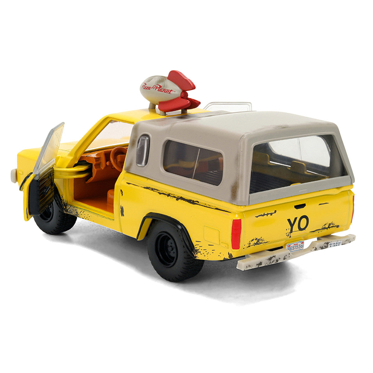 Pizza Planet Truck Yellow (Weathered) with Beige Camper "Toy Story" (1995) Movie "Hollywood Rides" Series 1/32 Diecast Model Car by Jada LuxuryLifeWay Online Store