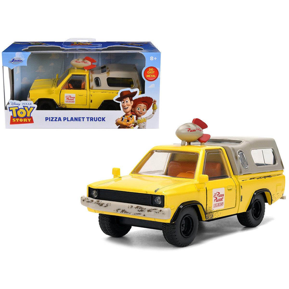 Pizza Planet Truck Yellow (Weathered) with Beige Camper "Toy Story" (1995) Movie "Hollywood Rides" Series 1/32 Diecast Model Car by Jada LuxuryLifeWay Online Store