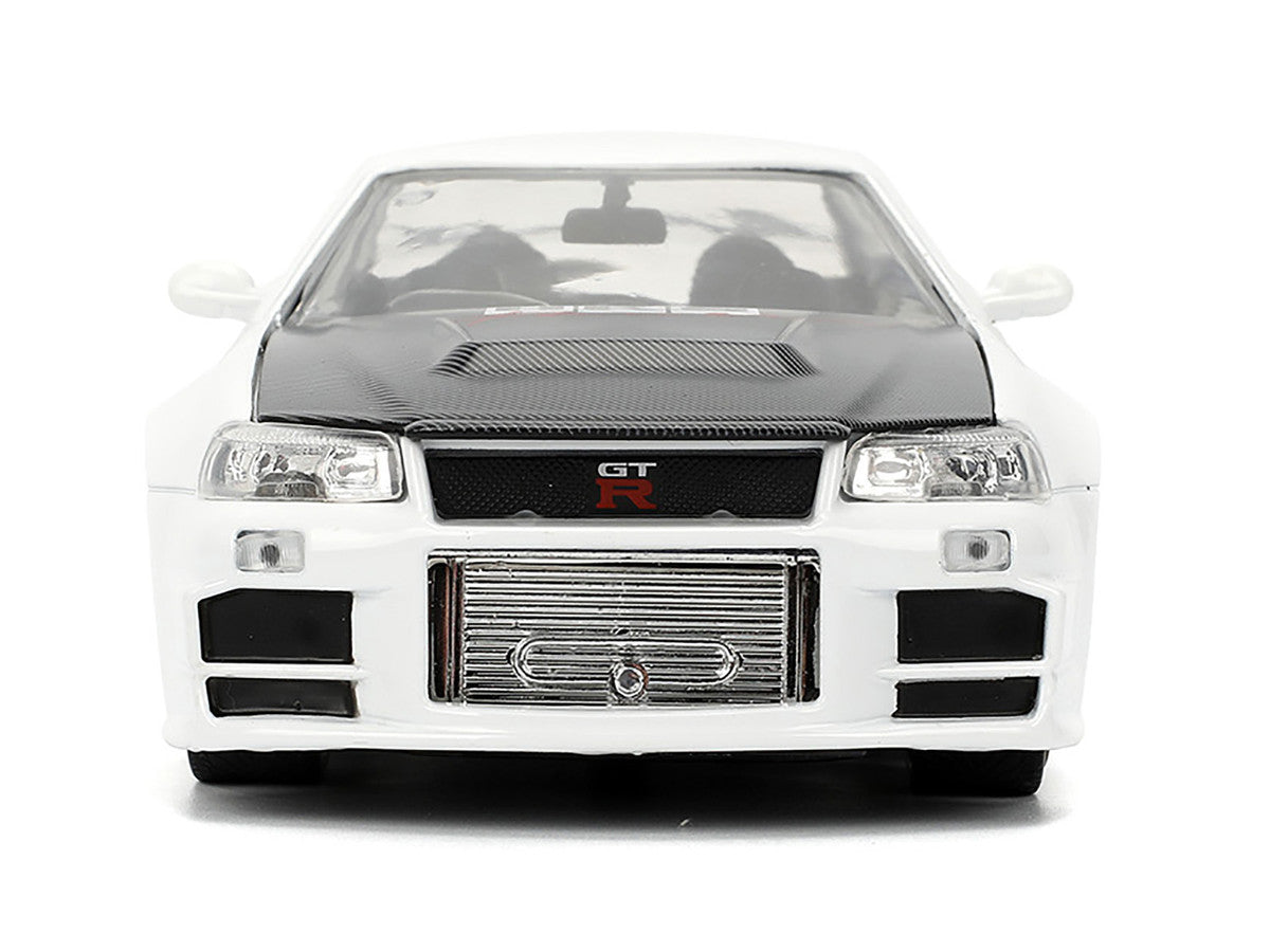 2002 Nissan Skyline GT-R (R34) RHD (Right Hand Drive) "HKS Power" White with Carbon Hood and Graphics "JDM Tuners" Series 1/24 Diecast Model Car by Jada LuxuryLifeWay Online Store