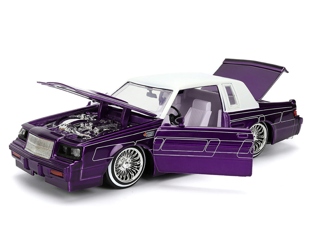 1987 Buick Grand National Candy Purple with Graphics and White Top and Interior "Bigtime Muscle" Series 1/24 Diecast Model Car by Jada LuxuryLifeWay Online Store