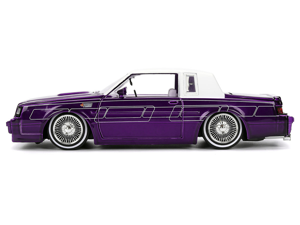 1987 Buick Grand National Candy Purple with Graphics and White Top and Interior "Bigtime Muscle" Series 1/24 Diecast Model Car by Jada LuxuryLifeWay Online Store