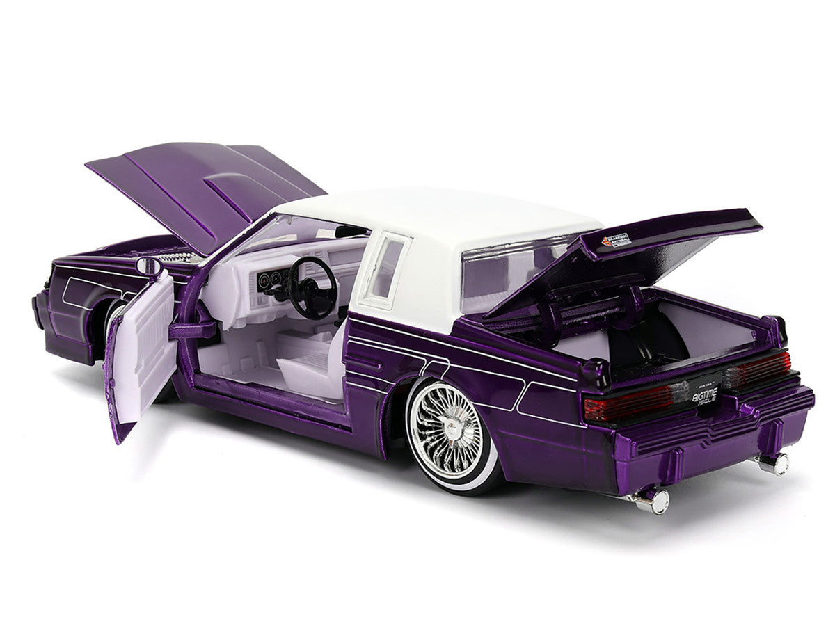1987 Buick Grand National Candy Purple with Graphics and White Top and Interior "Bigtime Muscle" Series 1/24 Diecast Model Car by Jada LuxuryLifeWay Online Store