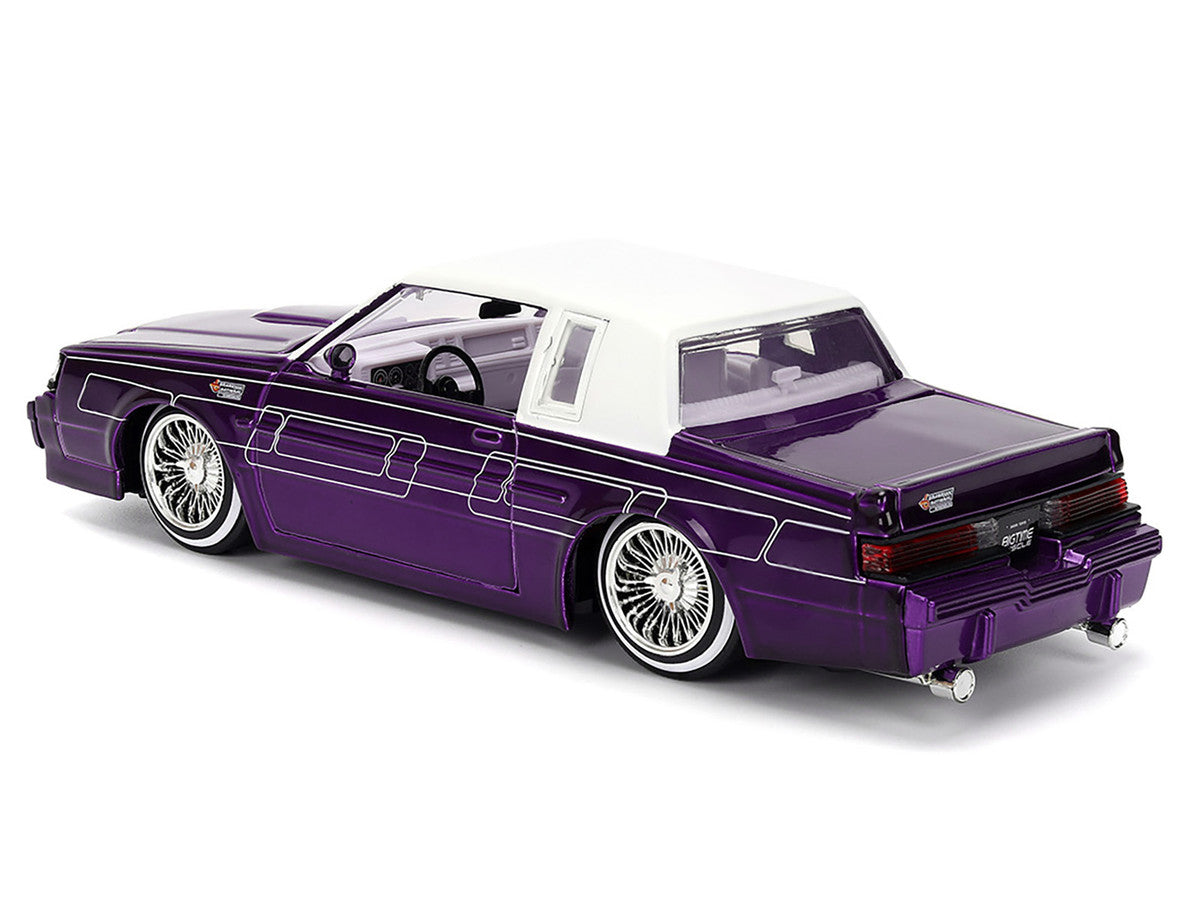 1987 Buick Grand National Candy Purple with Graphics and White Top and Interior "Bigtime Muscle" Series 1/24 Diecast Model Car by Jada LuxuryLifeWay Online Store