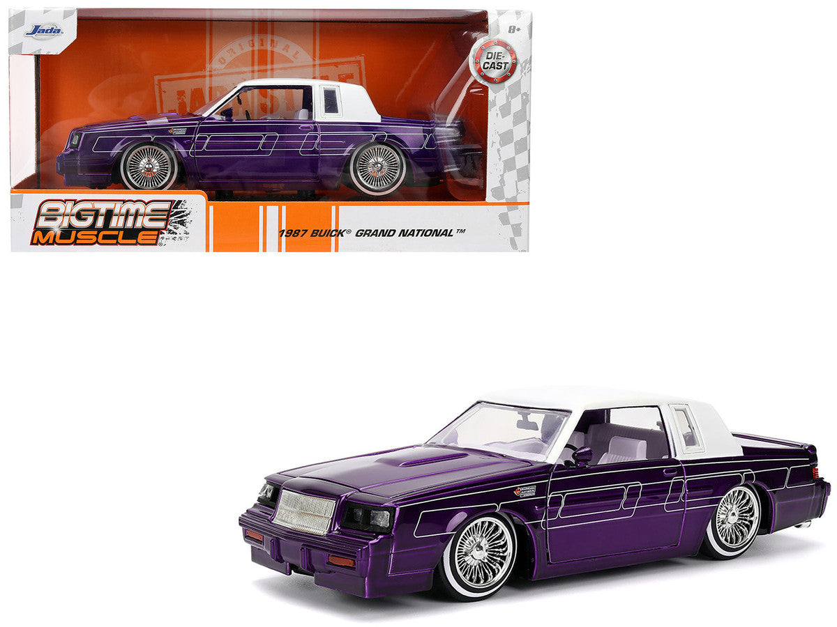 1987 Buick Grand National Candy Purple with Graphics and White Top and Interior "Bigtime Muscle" Series 1/24 Diecast Model Car by Jada LuxuryLifeWay Online Store