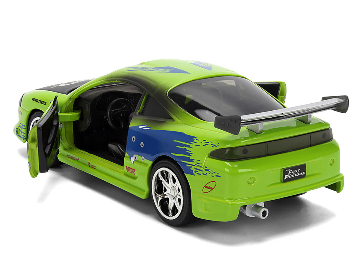 Brian's Mitsubishi Eclipse Green with Graphics (Damaged Version) "25 Years of Fast & Furious" "The Fast and the Furious" (2001) Movie 1/32 Diecast Model Car by Jada LuxuryLifeWay Online Store