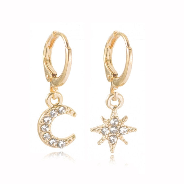 Star and Moon Drop Earrings Pi-Mart