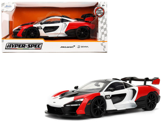 McLaren Senna Red and White with Carbon Hood and Top "HyperSpec" Series 1/24 Diecast Model Car by Jada LuxuryLifeWay Online Store