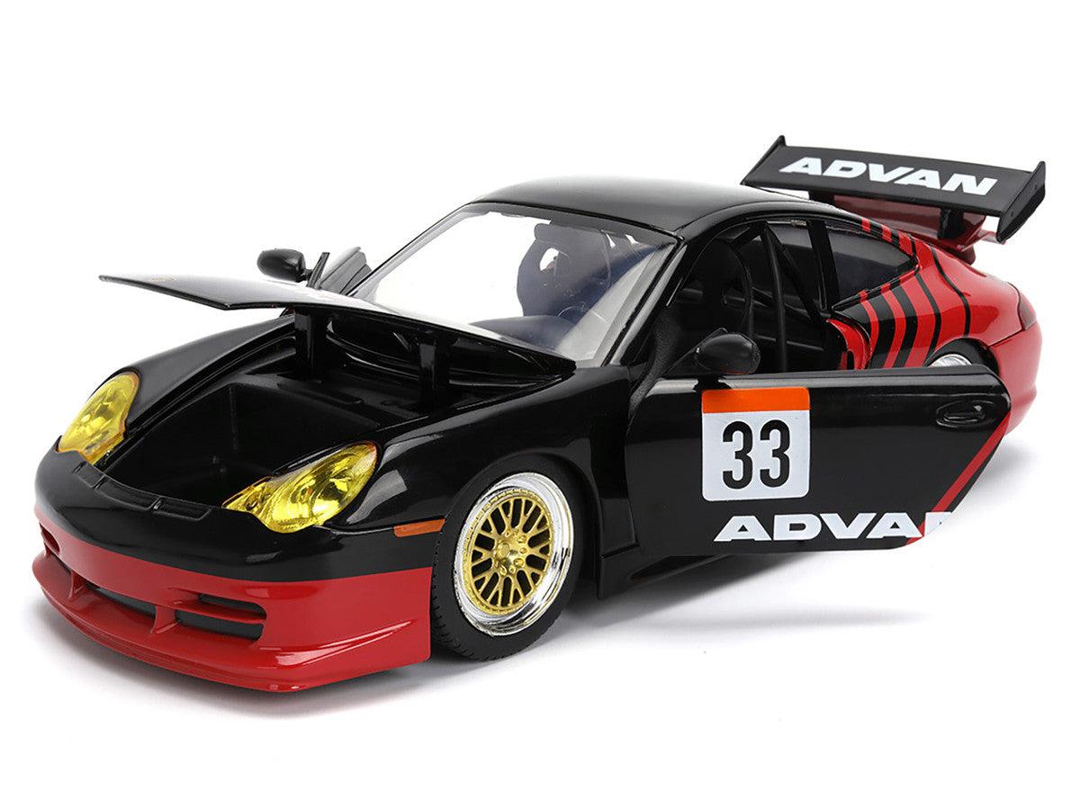 Porsche 911 GT3 RS (996) #33 "ADVAN" Black and Red "Hyper-Spec" Series 1/24 Diecast Model Car by Jada LuxuryLifeWay Online Store