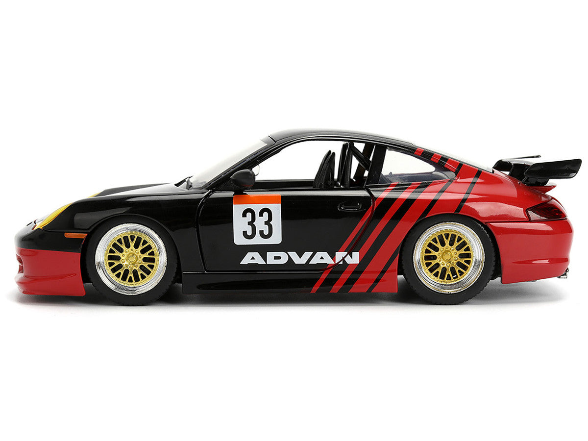 Porsche 911 GT3 RS (996) #33 "ADVAN" Black and Red "Hyper-Spec" Series 1/24 Diecast Model Car by Jada LuxuryLifeWay Online Store