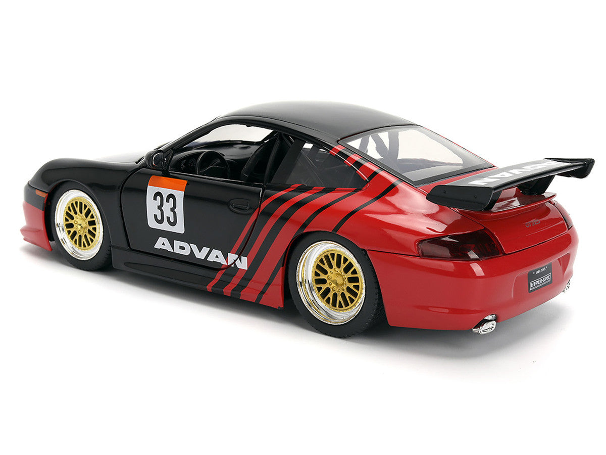 Porsche 911 GT3 RS (996) #33 "ADVAN" Black and Red "Hyper-Spec" Series 1/24 Diecast Model Car by Jada LuxuryLifeWay Online Store
