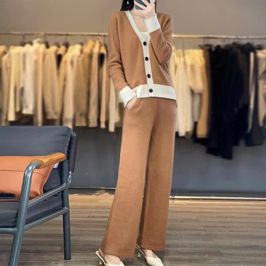 Casual Knitted Wool Two-piece Women's Clothing Loose Best YouTube Store