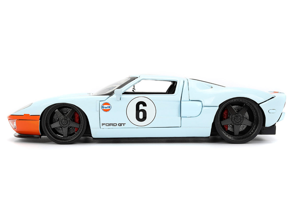 2005 Ford GT #6 "Gulf Oil" Light Blue with Orange Stripes "Hyper-Spec" Series 1/24 Diecast Model Car by Jada LuxuryLifeWay Online Store