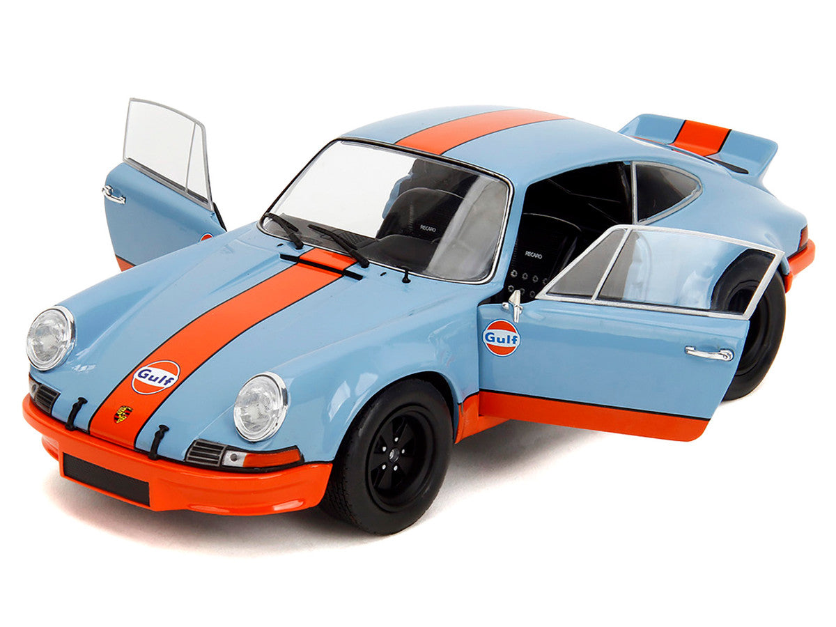 Porsche 911 RSR "Gulf Oil" Light Blue with Orange Stripes "Pink Slips" Series 1/18 Diecast Model Car by Jada LuxuryLifeWay Online Store