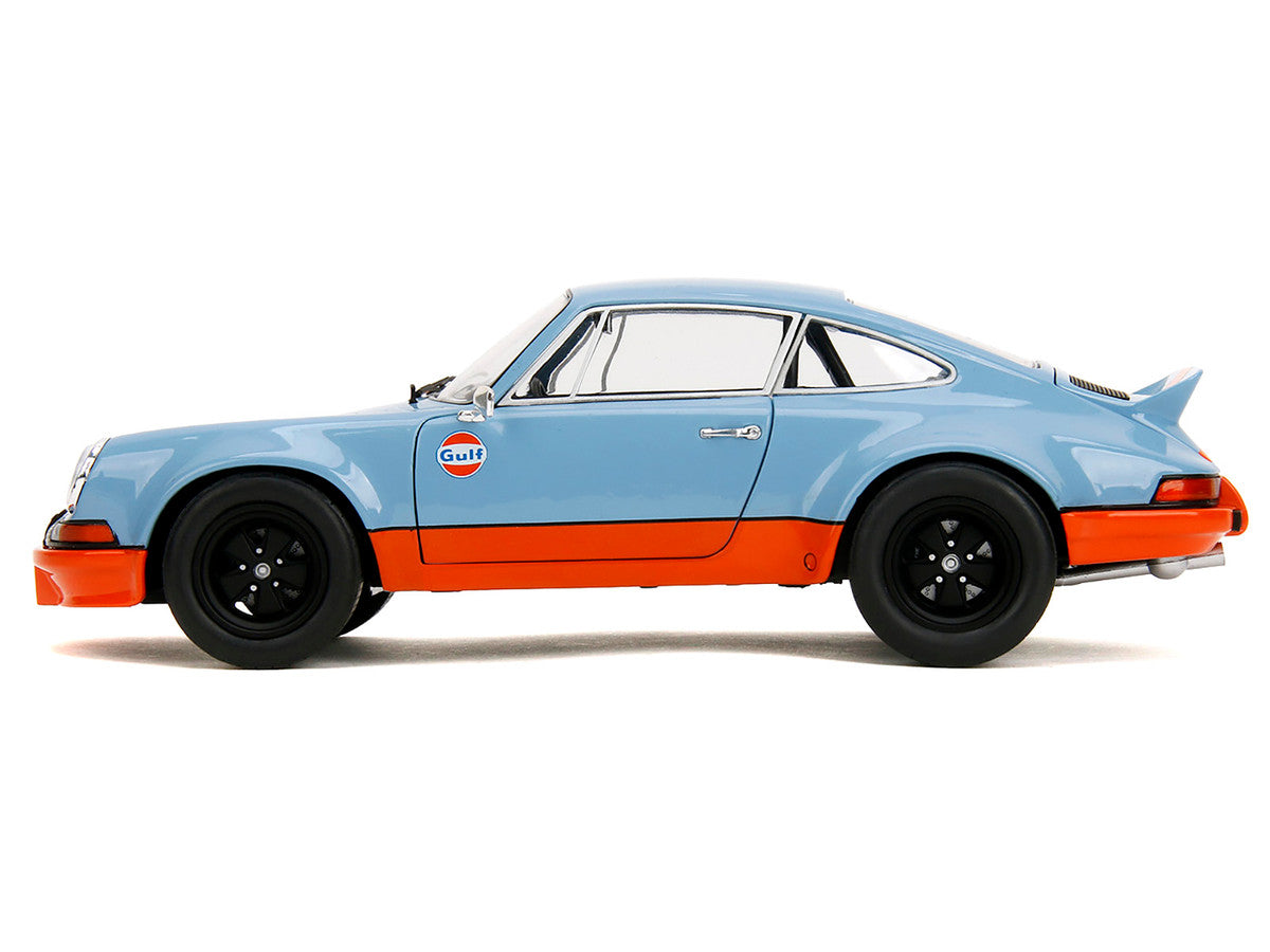 Porsche 911 RSR "Gulf Oil" Light Blue with Orange Stripes "Pink Slips" Series 1/18 Diecast Model Car by Jada LuxuryLifeWay Online Store