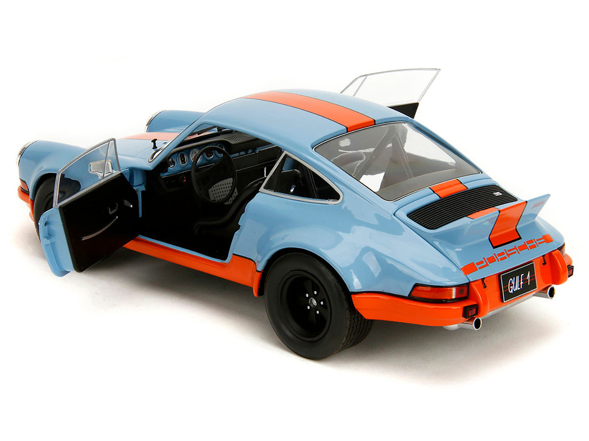 Porsche 911 RSR "Gulf Oil" Light Blue with Orange Stripes "Pink Slips" Series 1/18 Diecast Model Car by Jada LuxuryLifeWay Online Store