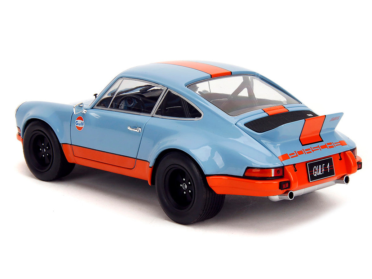 Porsche 911 RSR "Gulf Oil" Light Blue with Orange Stripes "Pink Slips" Series 1/18 Diecast Model Car by Jada LuxuryLifeWay Online Store