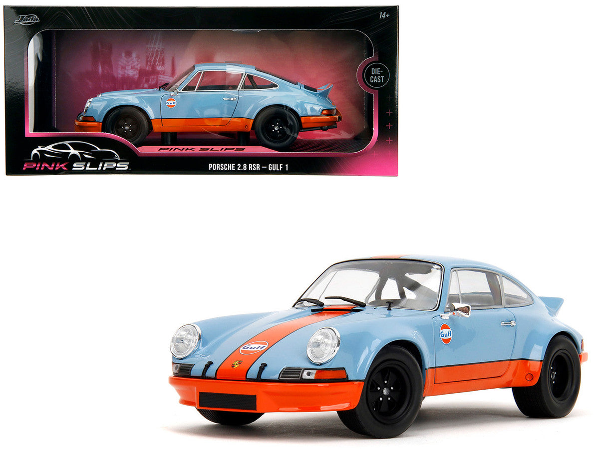 Porsche 911 RSR "Gulf Oil" Light Blue with Orange Stripes "Pink Slips" Series 1/18 Diecast Model Car by Jada LuxuryLifeWay Online Store