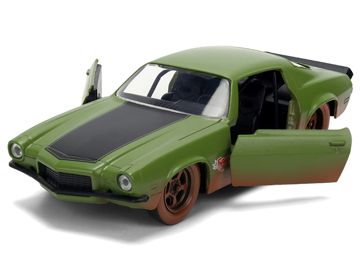 Dom's 1973 Chevrolet Camaro "F-Bomb" Matt Green (Dirty Version) with Black Hood Stripe "Fast & Furious" (2009) Movie "Fast & Furious 25 Years" Series 1/32 Diecast Model Car by Jada LuxuryLifeWay Online Store