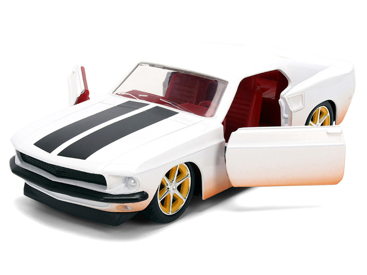 Roman's Ford Mustang White with Black Stripes and Red Interior (Dirty Version) "Fast & Furious" Movie "Fast & Furious 25th Anniversary" Series 1/32 Diecast Model Car by Jada LuxuryLifeWay Online Store