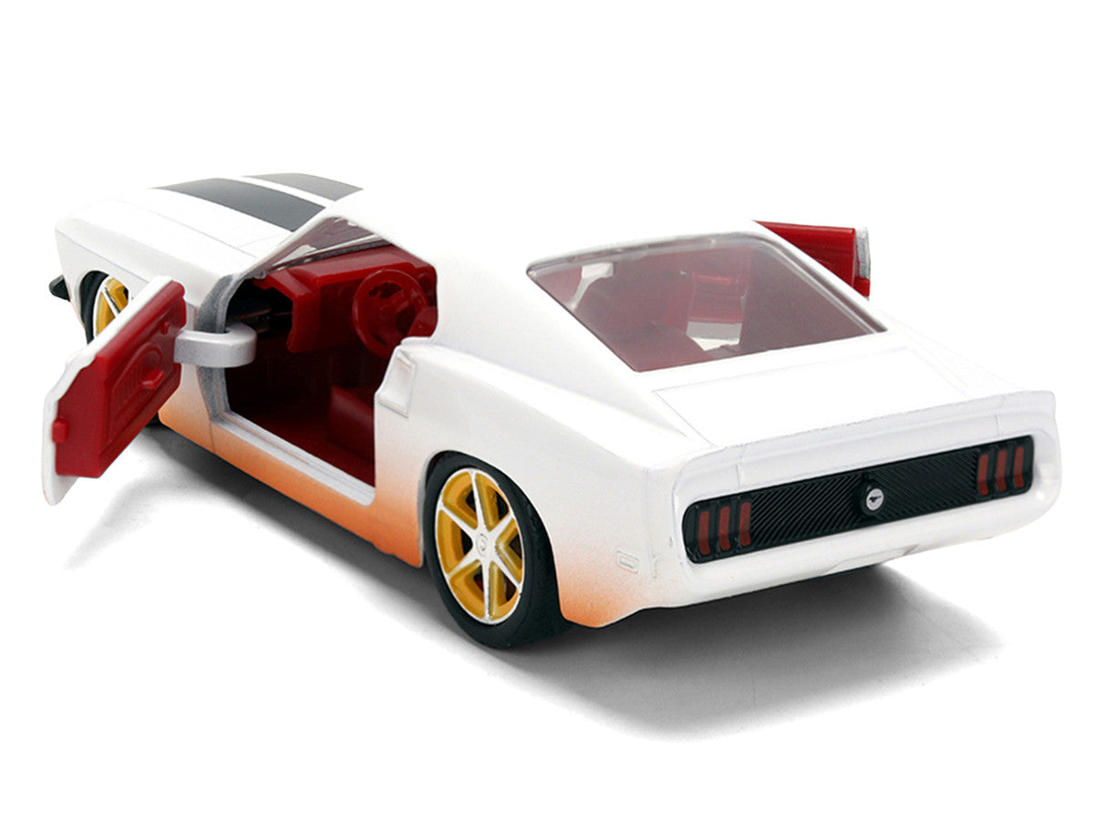 Roman's Ford Mustang White with Black Stripes and Red Interior (Dirty Version) "Fast & Furious" Movie "Fast & Furious 25th Anniversary" Series 1/32 Diecast Model Car by Jada LuxuryLifeWay Online Store