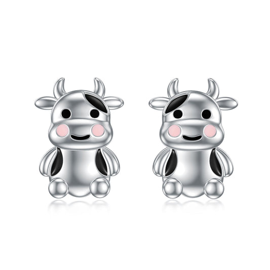 Cow Earrings Sterling Silver Cow Jewelry Animal Stud Earrings Cow Gifts for Women Teens Birthday LadyShow.Store