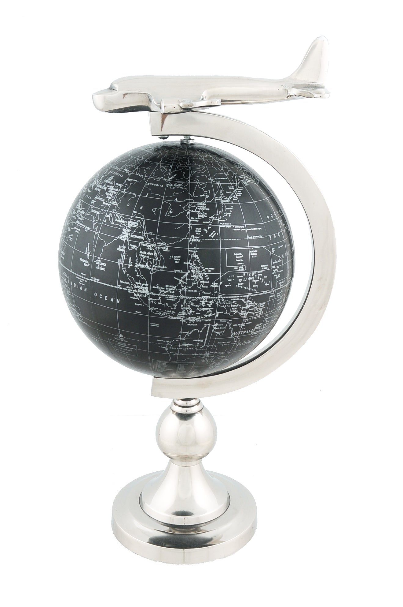 10" X 8.5" X 18" Airplane On Globe With Brass Stand LuxuryLifeWay Online Store