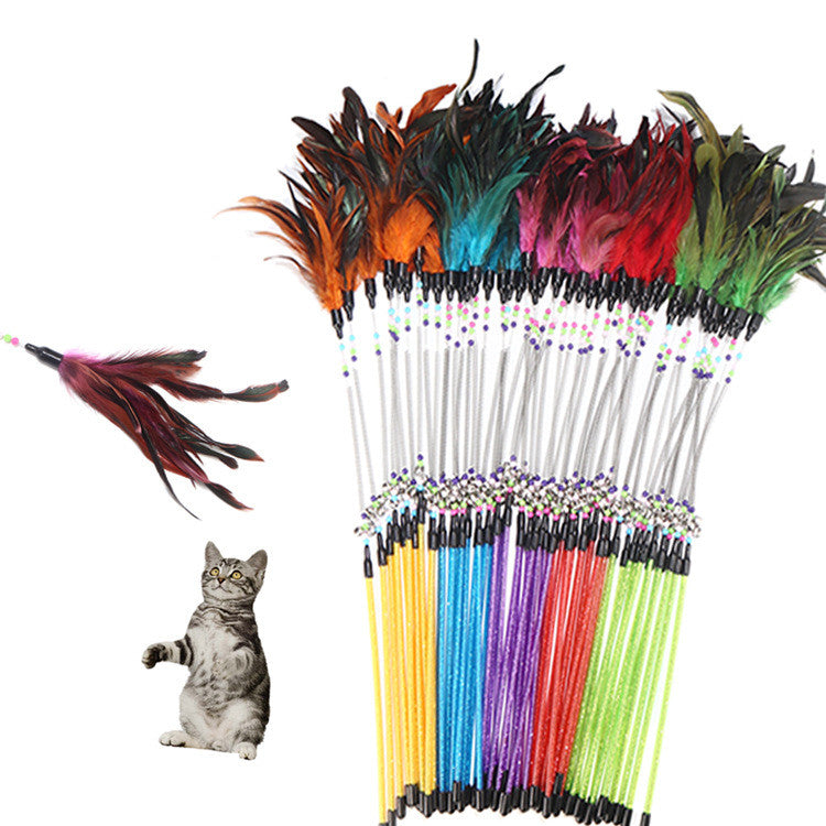 Spring bells, color beads, cat stick, feather cat stick, cat supplies, cat toys Pets Fashion